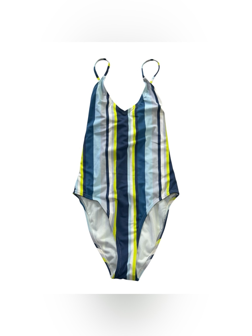 Damsel One Piece Swimsuit Striped Lace Up Open Back Women’s size S